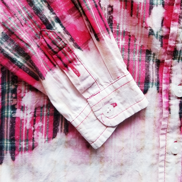 💥5/$25 Boy's Custom Bleach Distressed Plaid Shirt - Picture 2 of 6